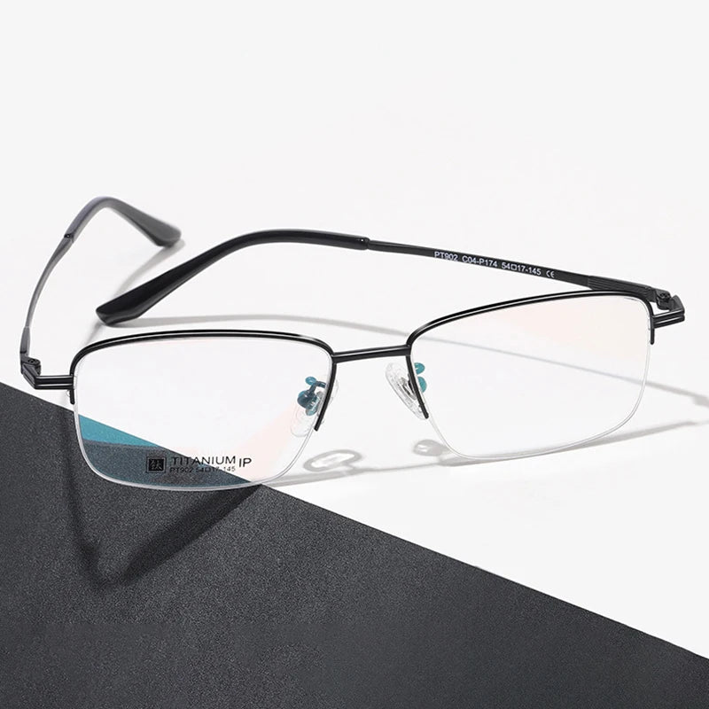Hotochki Mens Semi Rim Square Titanium Eyeglasses Pt902 Semi Rim Hotochki   