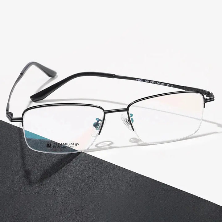 Hotochki Mens Semi Rim Rectangle Titanium Frames 902000 — view 1 | Hotochki at FuzWeb