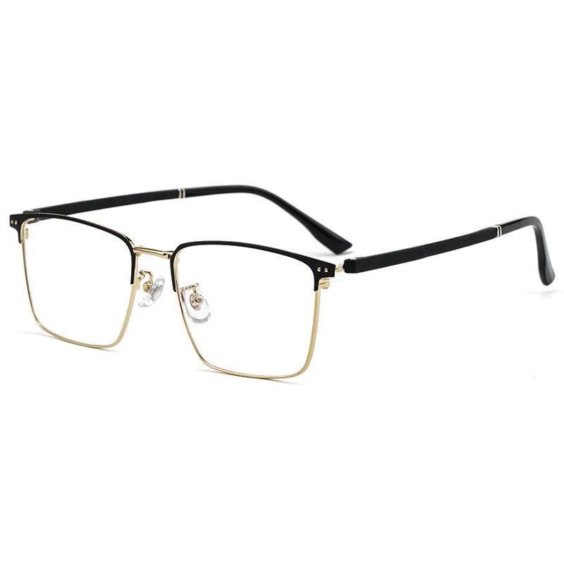 Hotochki Mens Full Rim Browline Square Alloy Eyeglasses 8302z Full Rim Hotochki Black Gold  