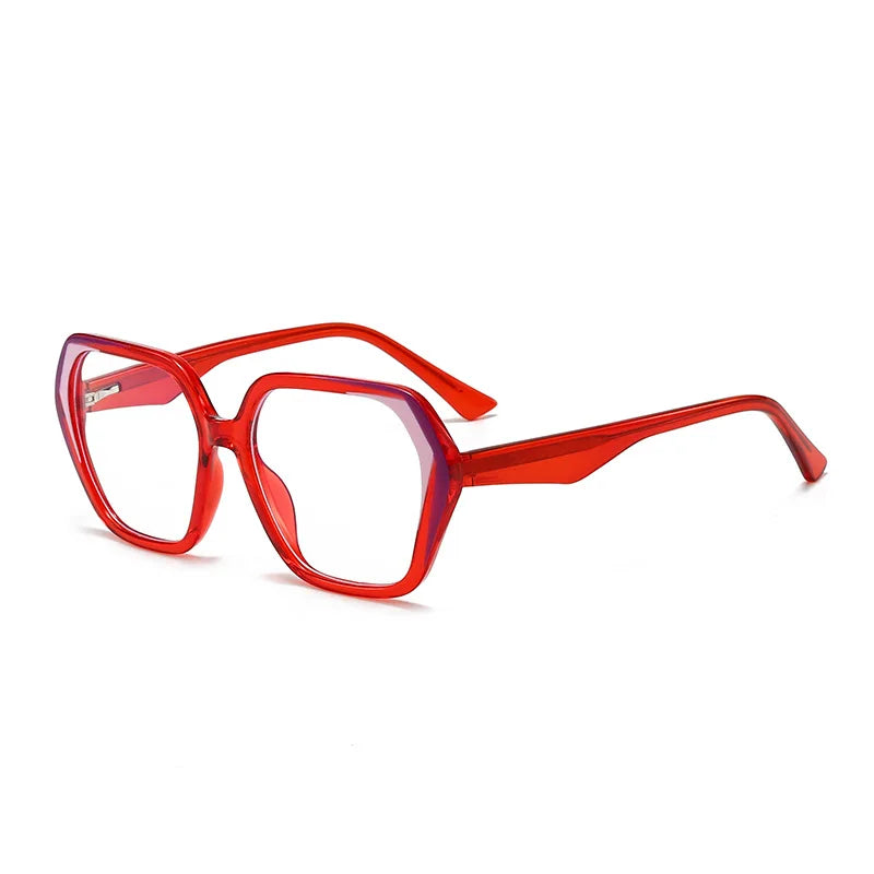 CCspace Women's Full Rim Irregular Square Polycarbonate Eyeglasses 3003 Full Rim CCspace Red  