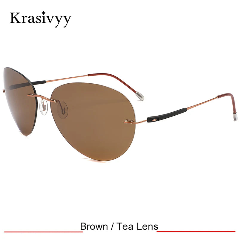 Krasivyy Men's Rimless Oval Tr 90 Screwless Titanium Sunglasses 426803
