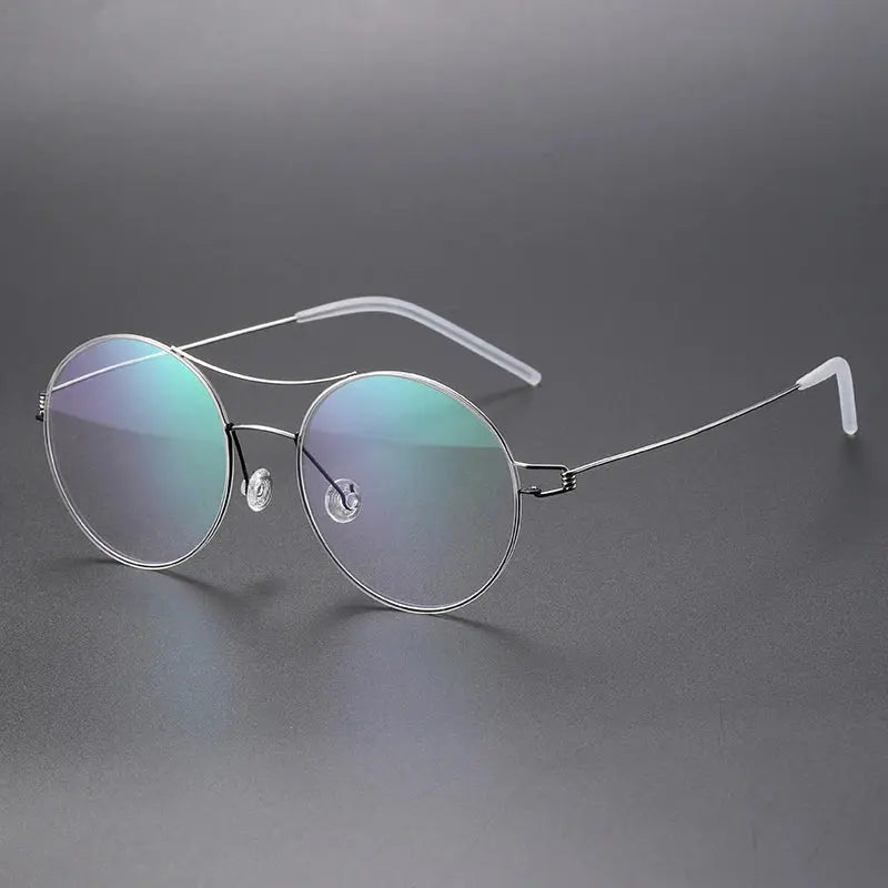 Bobbie 820241 Unisex Double Bridge Full Rim Round Titanium Frames FuzWeb