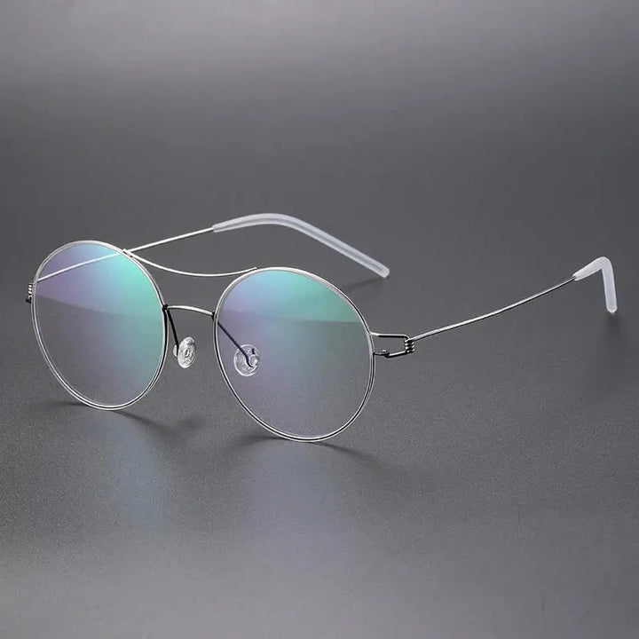 Bobbie 820241 Unisex Double Bridge Full Rim Round Titanium Frames FuzWeb