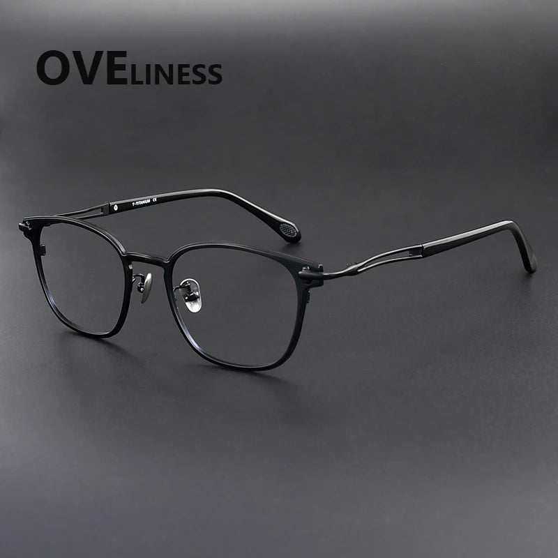Oveliness Unisex Full Rim Square Acetate Titanium Eyeglasses 369140