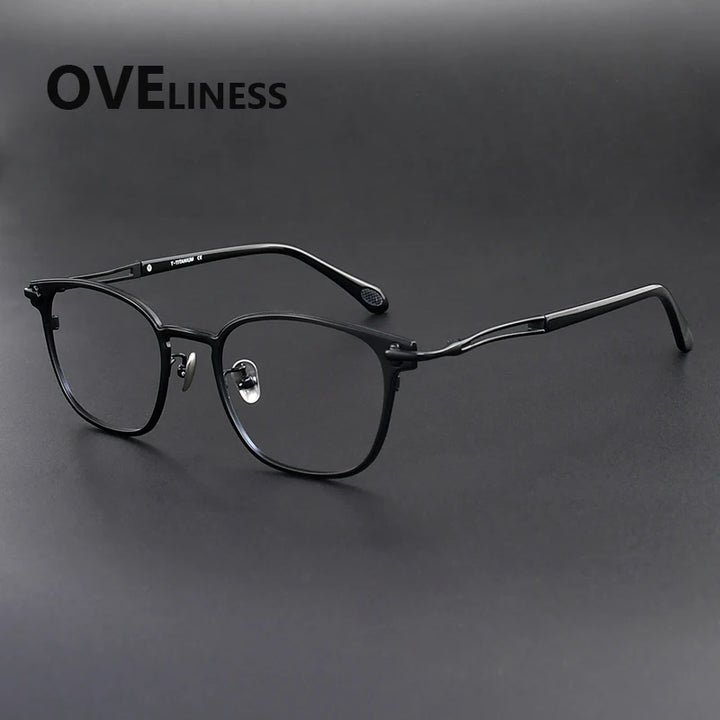 Oveliness Unisex Full Rim Square Acetate Titanium Eyeglasses 369140