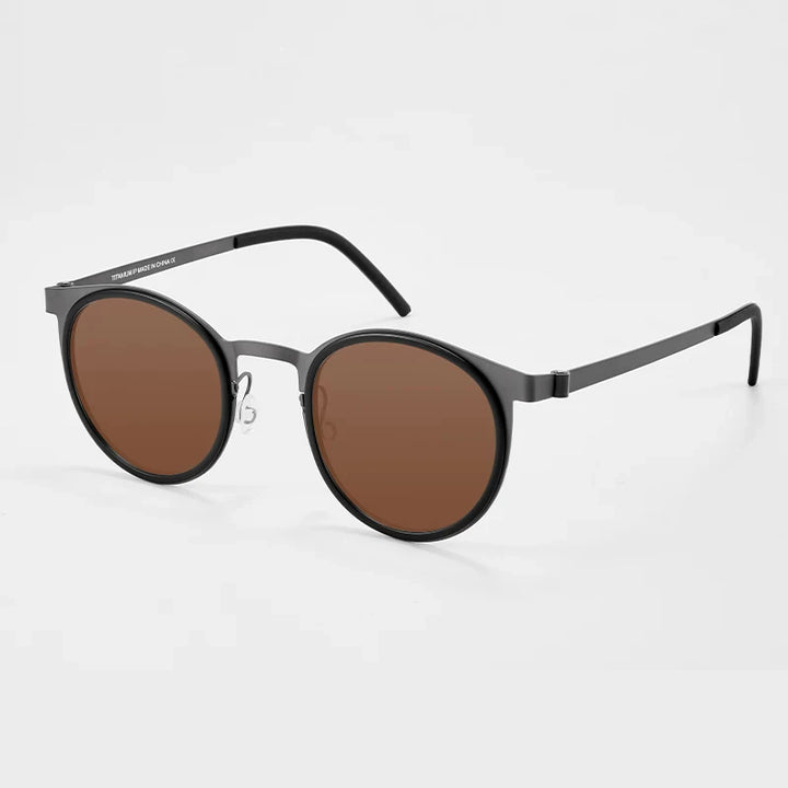 Blackmask Unisex Full Rim Round Titanium Polarized Sunglasses BM-9704S