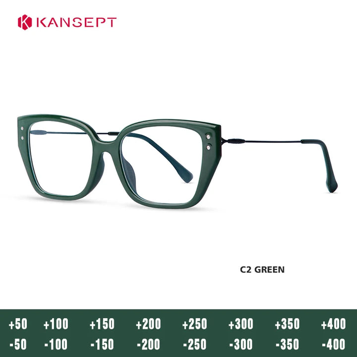Kansept Women's Full Rim Square Tr 90 Alloy Reading Glasses 45771