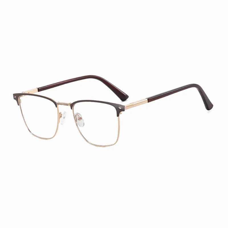 Ralferty Men's Full Rim Square Spring Hinge Alloy Eyeglasses 91703