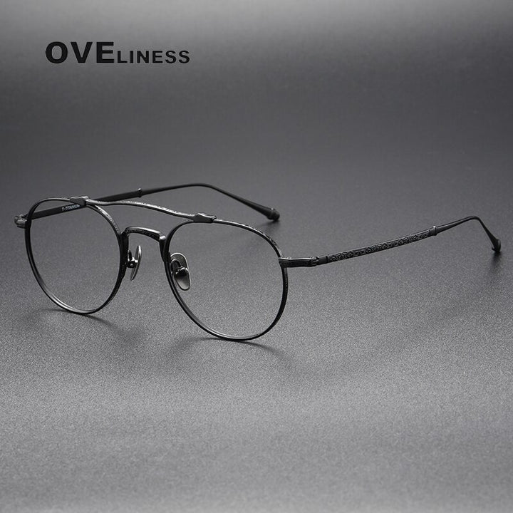 Oveliness Unisex Full RIm Round Double Bridge Titanium Eyeglasses Full Rim Oveliness   