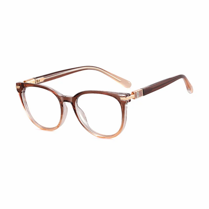 Ralferty Women's Full Rim Round Cat EyeTr 90 Acetate Eyeglasses 82162 Full Rim Ralferty C3 Brown CHINA 