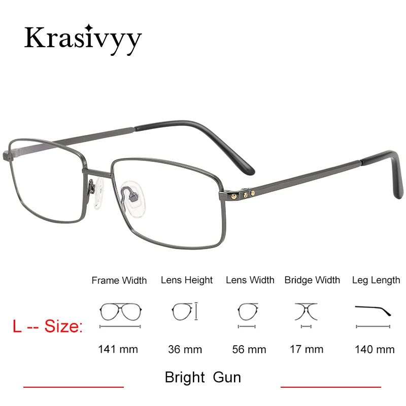 Krasivyy Unisex Full Rim Square Two Sizes Titanium Eyeglasses 310085