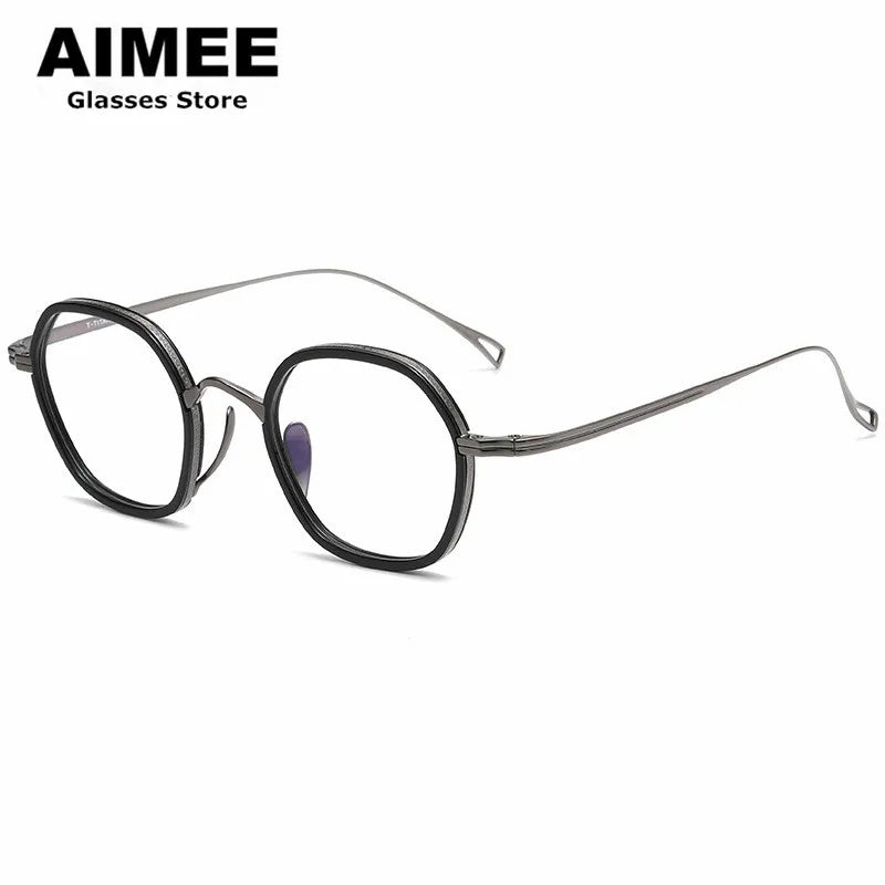 Aimee Unisex Full Rim Polygon Square Titanium Acetate Eyeglasses 80873 Full Rim Aimee   