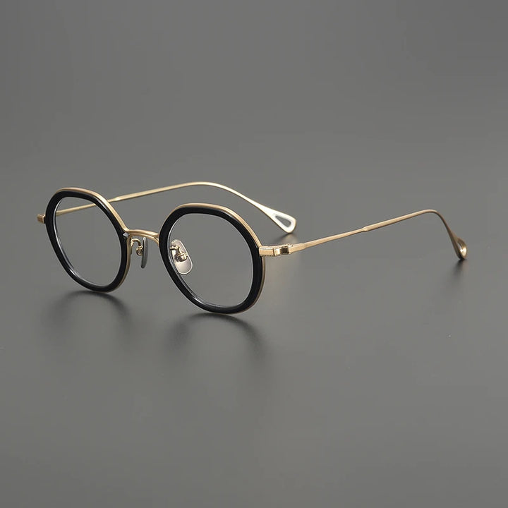 Gatenac Women's Full Rim Flat Top Round Acetate Titanium Eyeglasses G1584