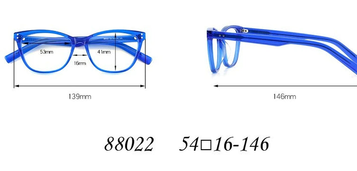 Hewei Women's Full Rim Polygon Square Acetate Temple Eyeglasses 88030