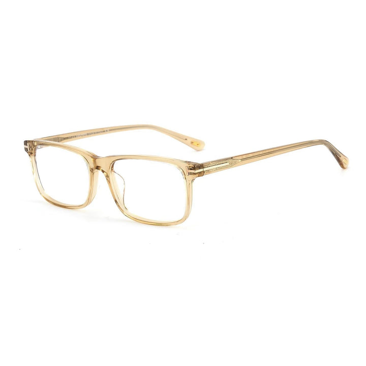 Yimaruili Unisex Full Rim Square Acetate Eyeglasses Y5584 Full Rim Yimaruili Eyeglasses Transparent Tea  