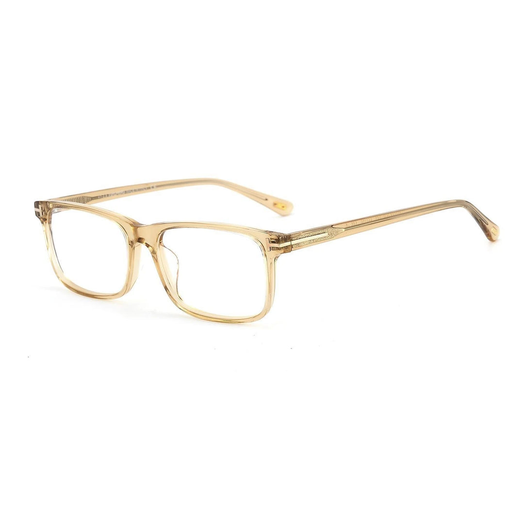 Yimaruili Unisex Full Rim Square Acetate Eyeglasses 45584 Full Rim Yimaruili Eyeglasses Transparent Tea