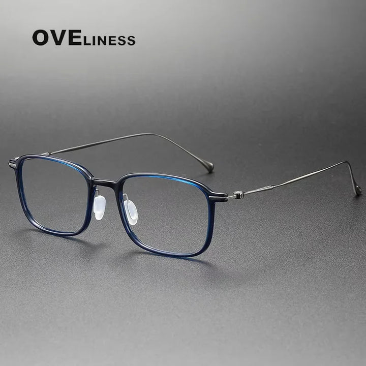 Oveliness Unisex Full Rim Square Acetate Titanium Eyeglasses 78644