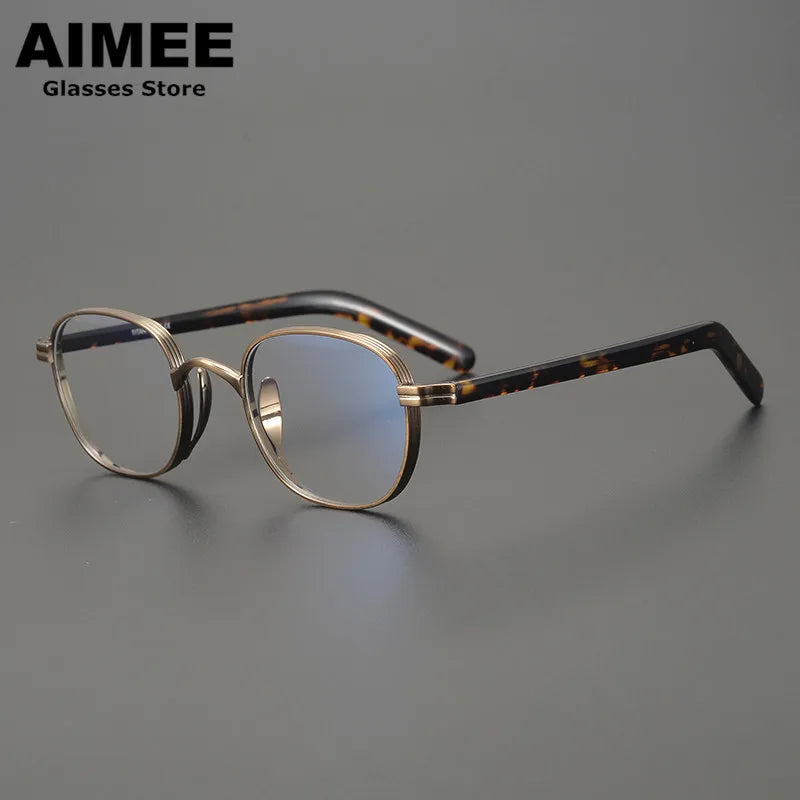 Aimee Unisex Full Rim Oval Square Titanium Acetate Eyeglasses 14132 Full Rim Aimee Brown  