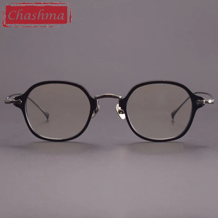 Chashma Unisex Full Rim Flat Top Round Acetate Titanium Eyeglasses 183 Full Rim Chashma   