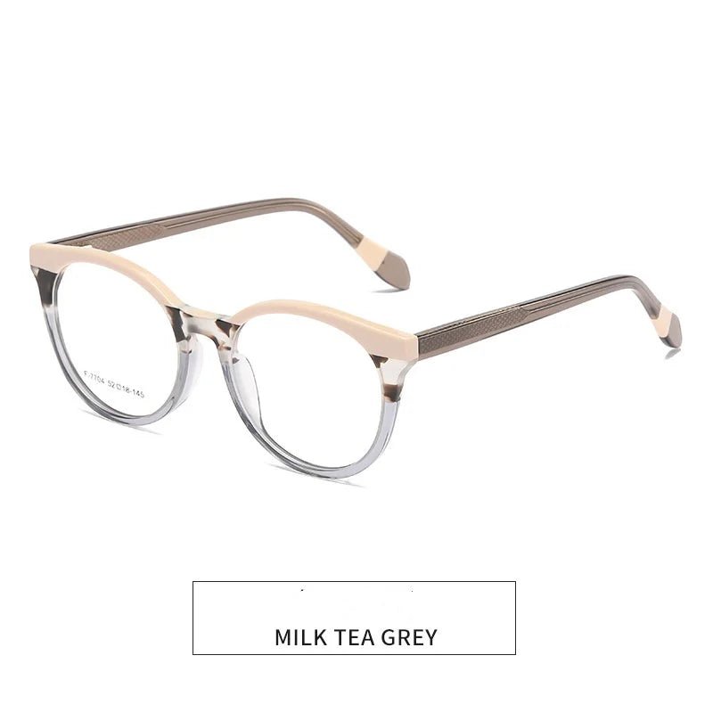 KatKani Women's Full Rim Square Acetate Eyeglasses F7704 Full Rim KatKani Eyeglasses Milk tea gray  