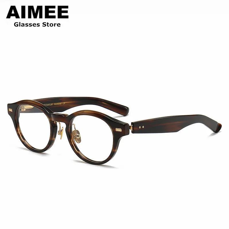 Aimee Unisex Full Rim Round Titanium Acetate Eyeglasses 14150 Full Rim Aimee Tortoise  