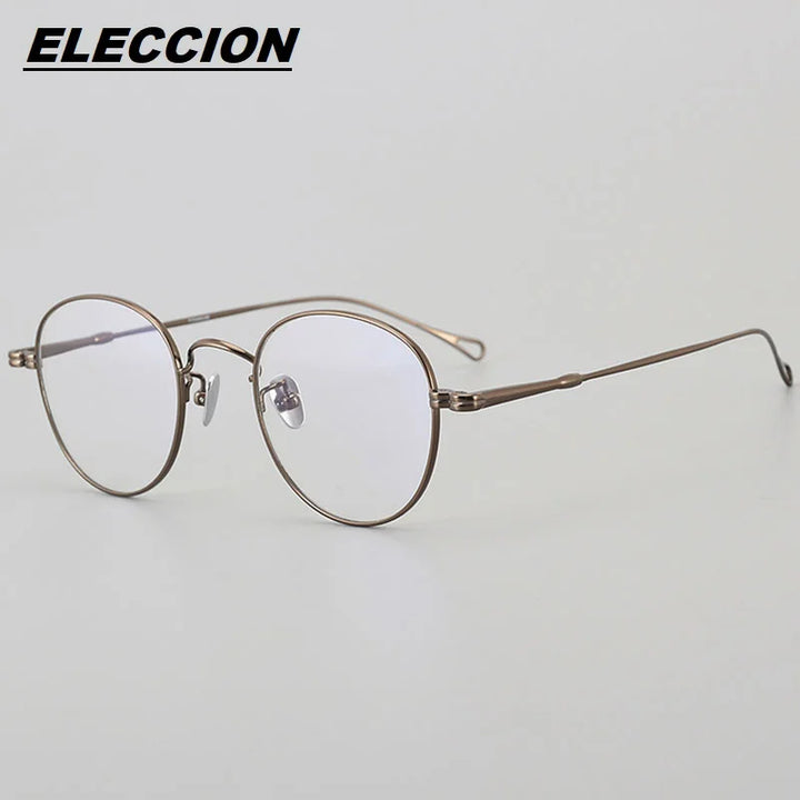 Eleccion Unisex Full Rim Oval Round Titanium Eyeglasses 44303 Full Rim Eleccion Brown CHINA