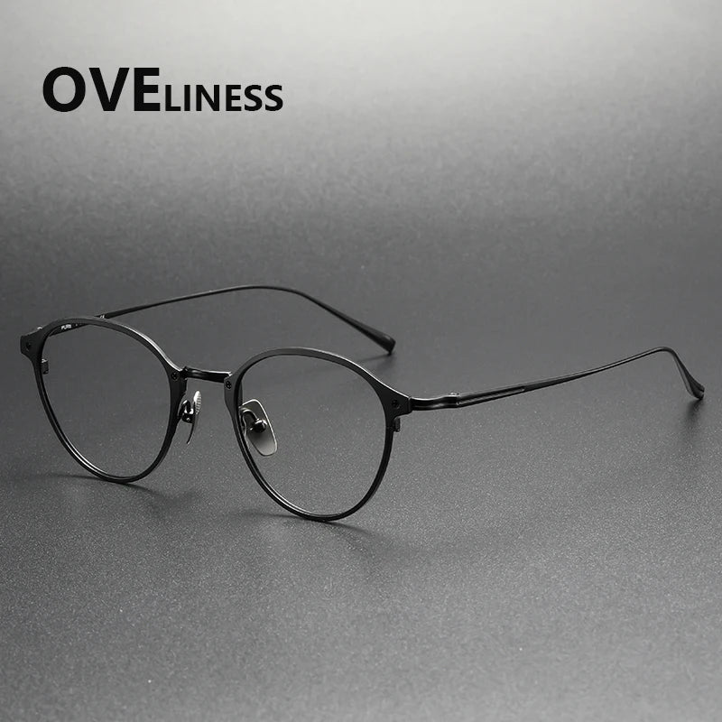 Oveliness Men's Full Rim Round Titanium Eyeglasses 642040
