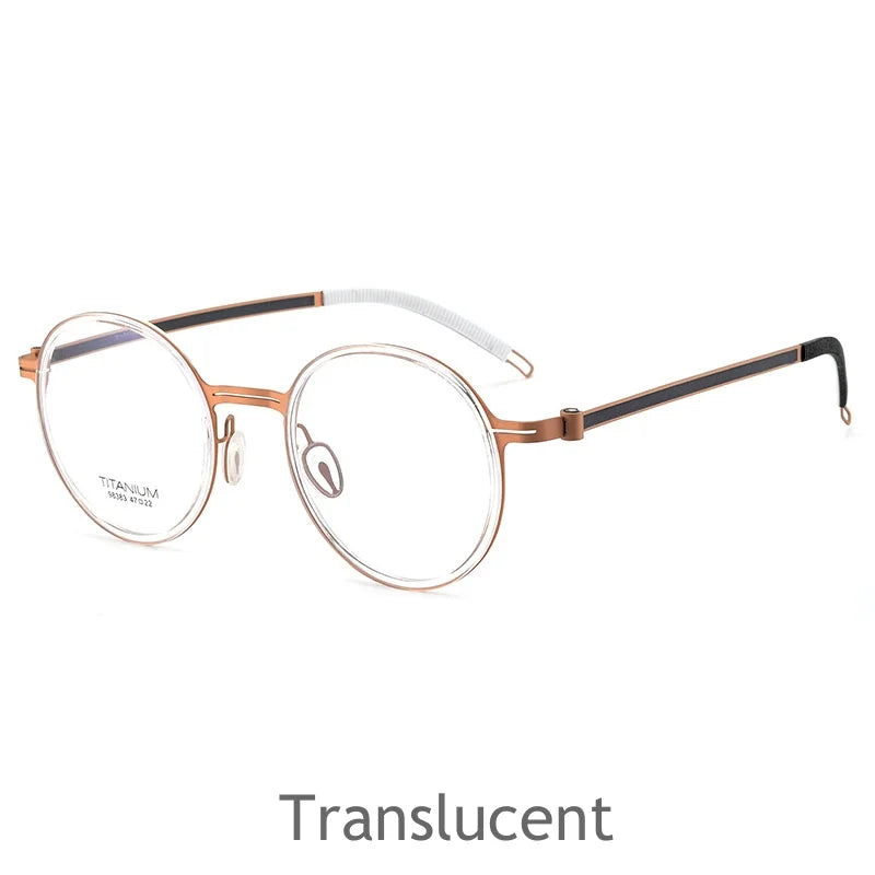 KatKani Women's Full Rim Round Titanium Acetate Eyeglasses 98383 Full Rim KatKani Eyeglasses Translucent  