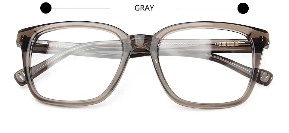 Esnbie Unisex Full Rim Square Acetate Eyeglasses 24054 Full Rim Esnbie GRAY  