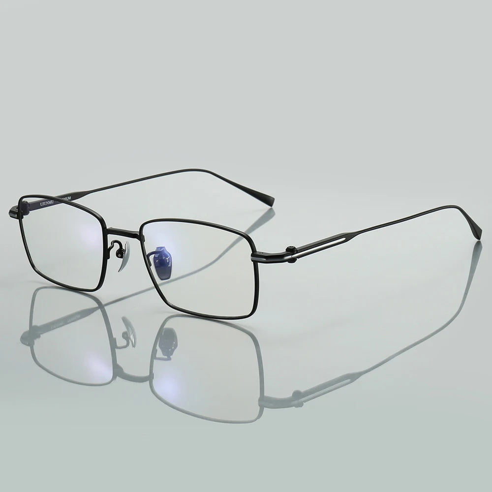 Muzz Men's Full Rim Square Titanium Eyeglasses 10181 Full Rim Muzz black  