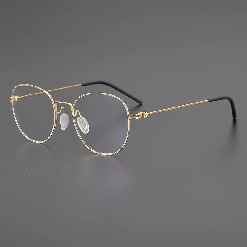 Black Mask Unisex Full Rim Screwless Titanium Square Round Eyeglasses 9892 Full Rim Black Mask Gold  