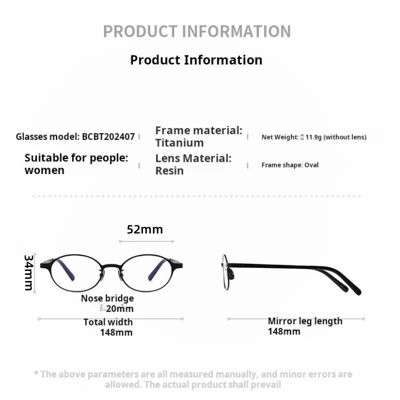 Momoja Unisex Full Rim Oval Round Titanium Alloy Eyeglasses 272477