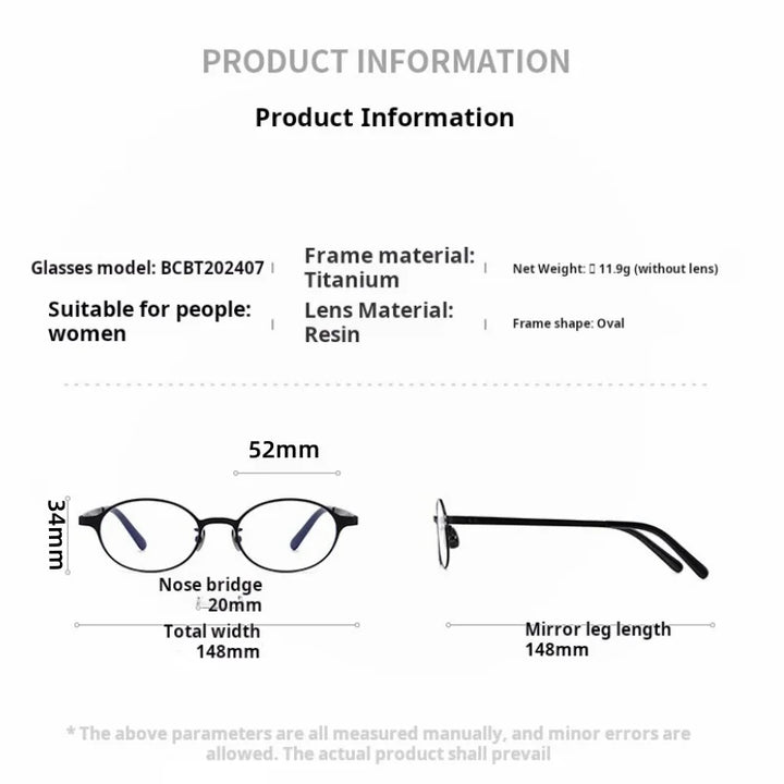 Momoja Unisex Full Rim Oval Round Titanium Alloy Eyeglasses 272477