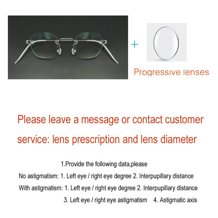 Yujo Unisex Rimless Polygon Stainless Steel Eyeglasses Custom Lens Options Rimless Yujo C3 China 
