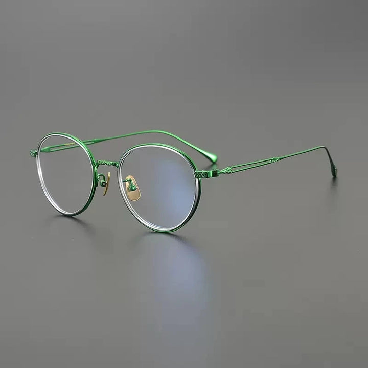 Black Mask Women's Full Rim Round Titanium Eyeglasses Bm0777 Full Rim Black Mask Green  