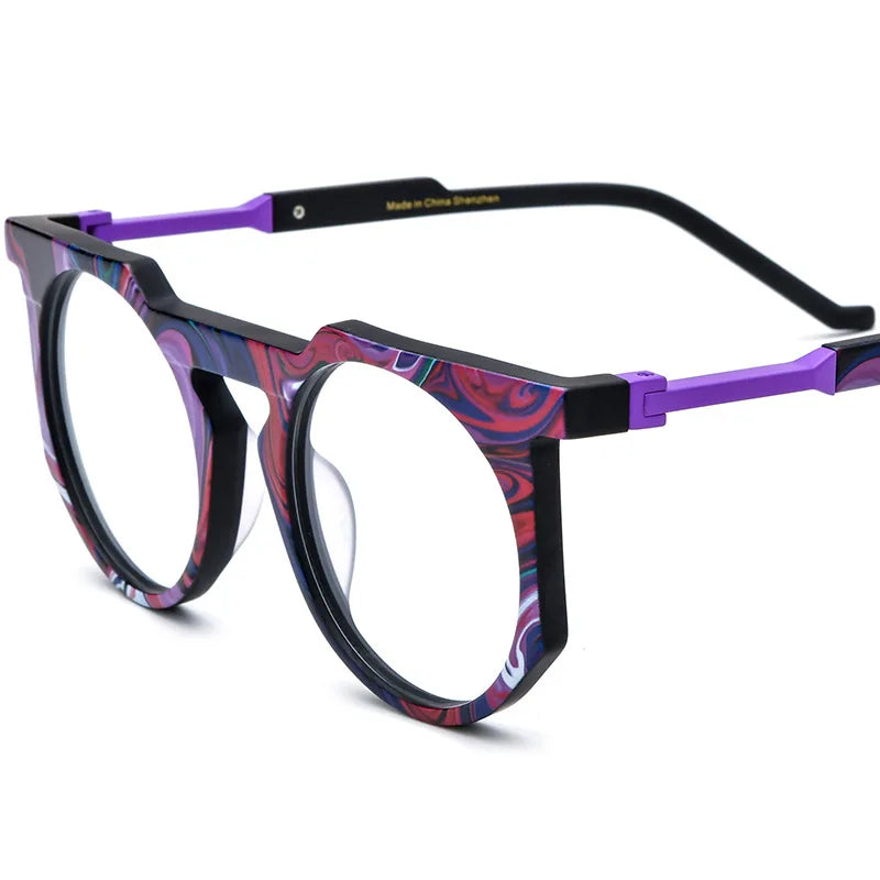 Nobler Unisex Full Rim Flat Top Round Titanium Eyeglasses 19399