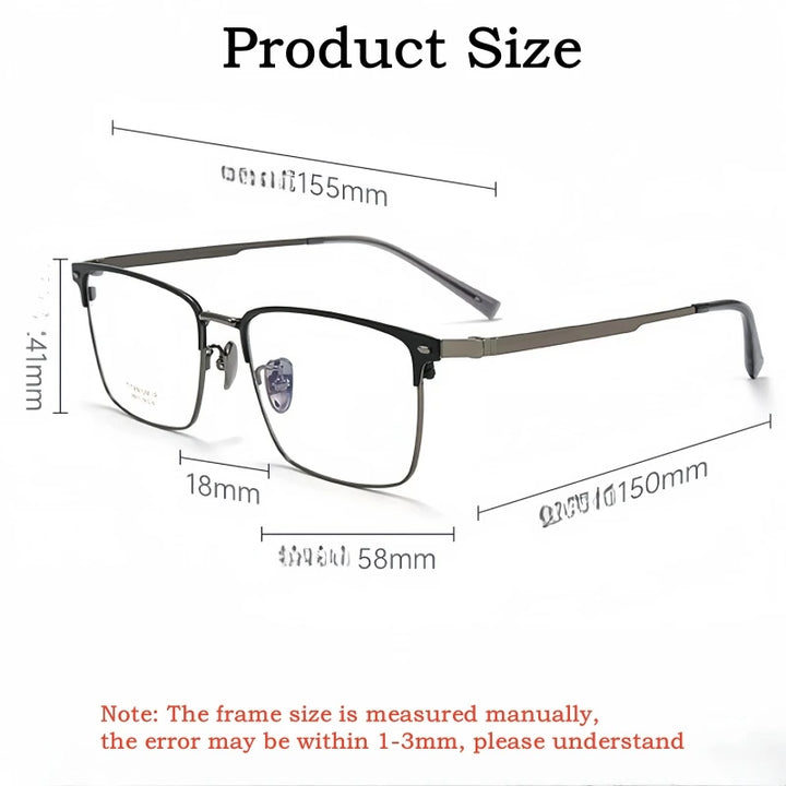Yimaruili Men's Full Rim Square Big Titanium Eyeglasses 260117