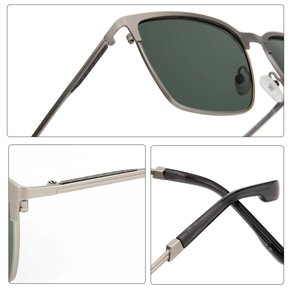 Esnbie Unisex Full Rim Square Titanium Polarized Sunglasses ST195-1