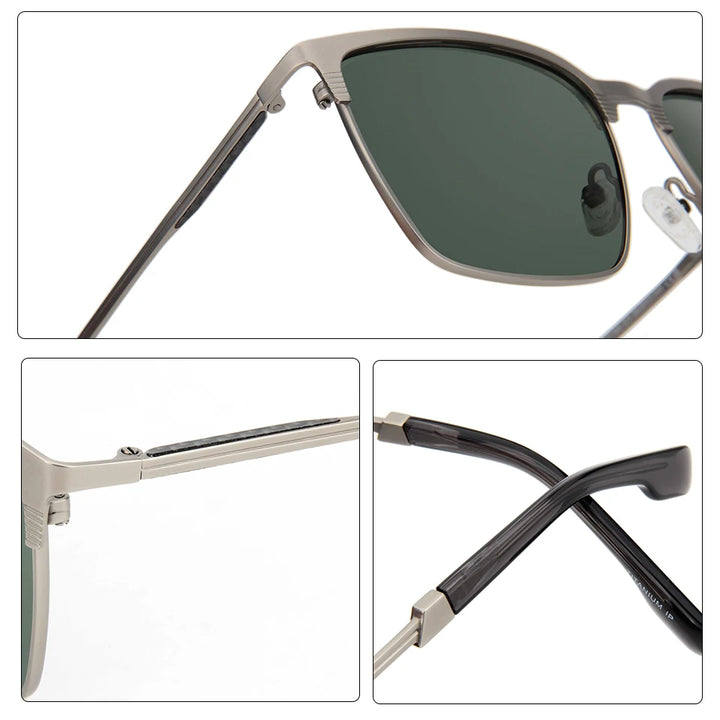 Esnbie Unisex Full Rim Square Titanium Polarized Sunglasses ST195-1