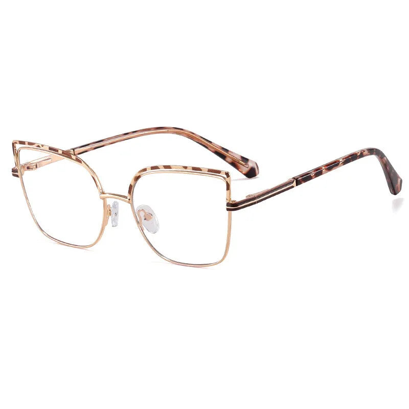 CCspace Women's Full Rim Square Cat Eye Alloy Eyeglasses 301091 Full Rim CCspace Leopard  