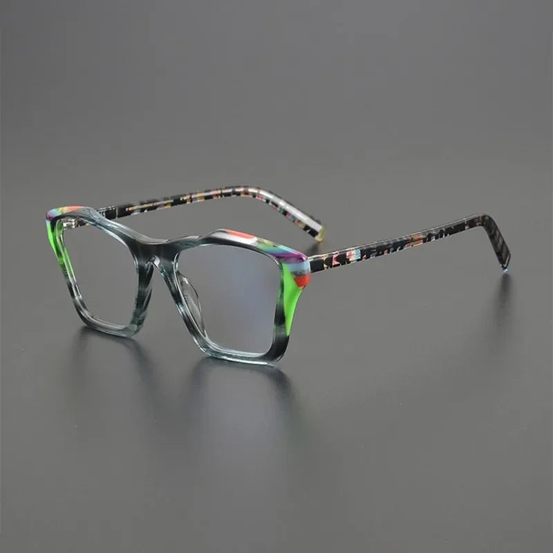 Hewei Unisex Full Rim Square Cat Eye Acetate Eyeglasses 78277 Full Rim Hewei C4 CHINA