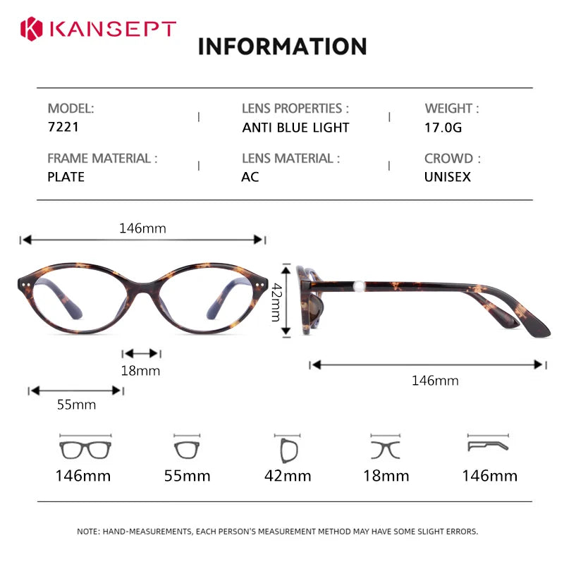 Kansept Women's Full Rim Oval Tr 90 Alloy Reading Glasses 77221