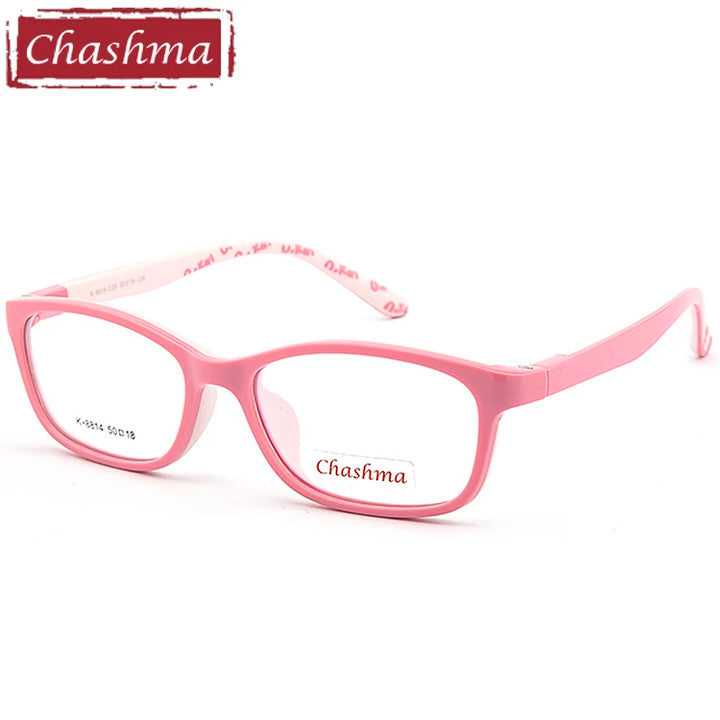 Chashma Ottica Unisex Children's Full Rim Rectangle Tr 90 Titanium Eyeglasses 8814 Full Rim Chashma Ottica Pink  