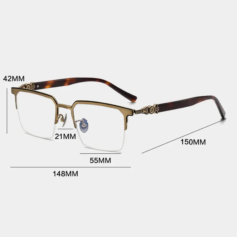 Gatenac Men's Full Rim Big Square Titanium Acetate Eyeglasses 426860 FuzWeb