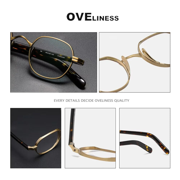 Oveliness Unisex Full Rim Flat Top Round Titanium Eyeglasses 44132 Full Rim Oveliness   