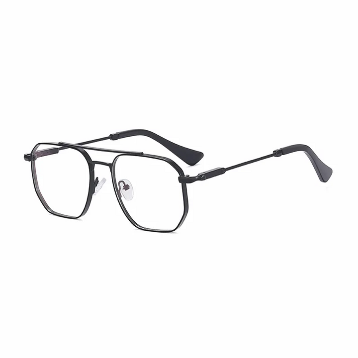 Ralferty Men's Full Rim Square Alloy Eyeglasses R91314 Full Rim Ralferty C1 Black  