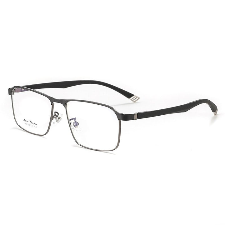 KatKani Unisex Full Rim Large Square Alloy Eyeglasses 8887 Full Rim KatKani Eyeglasses BlackGun  