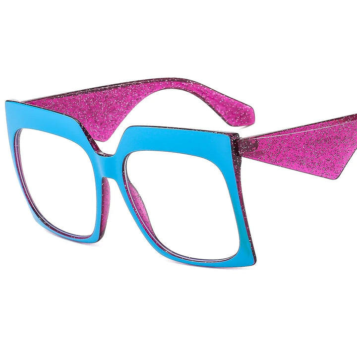 CCspace Women's Full Rim Thick  Square Polycarbonate Eyeglasses 3060 Full Rim CCSpace PurpleBlue  