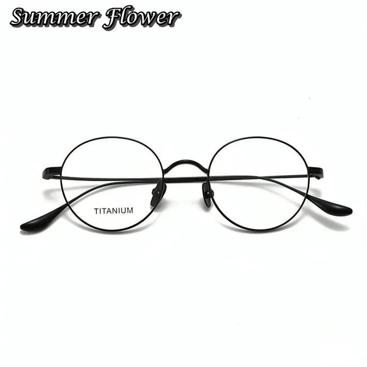 Summer Flower Women's Full Rim Round Titanium Eyeglasses 403061
