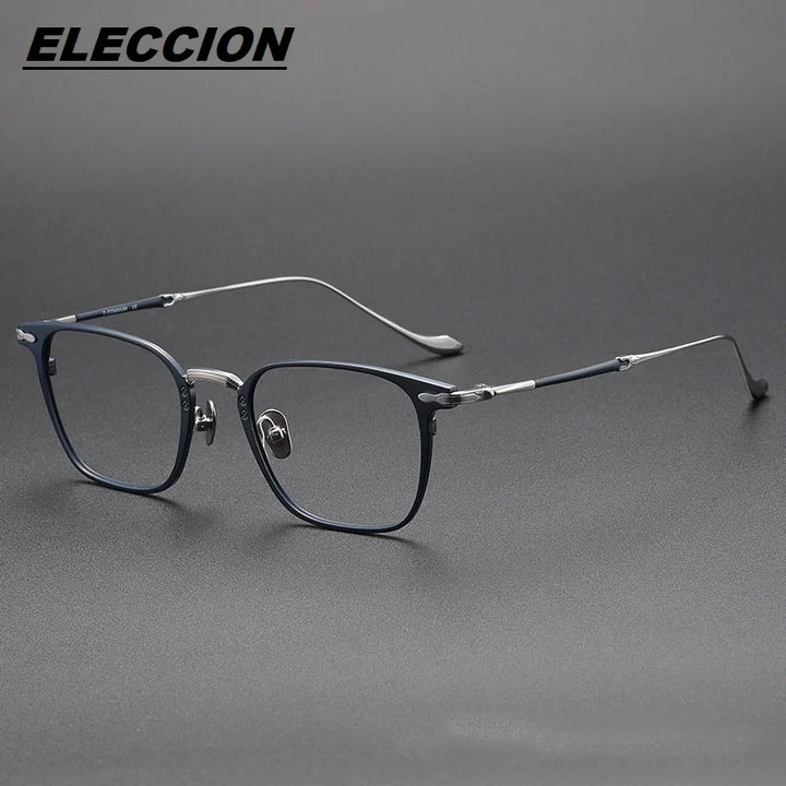 Eleccion Unisex Full Rim Square Titanium Eyeglasses 43135 Full Rim Eleccion Blue - Silver CHINA